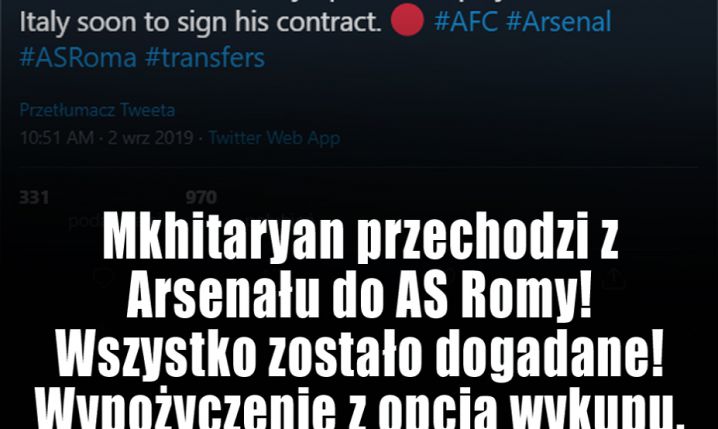 DOGADANE! Mkhitaryan odchodzi z Arsenalu!